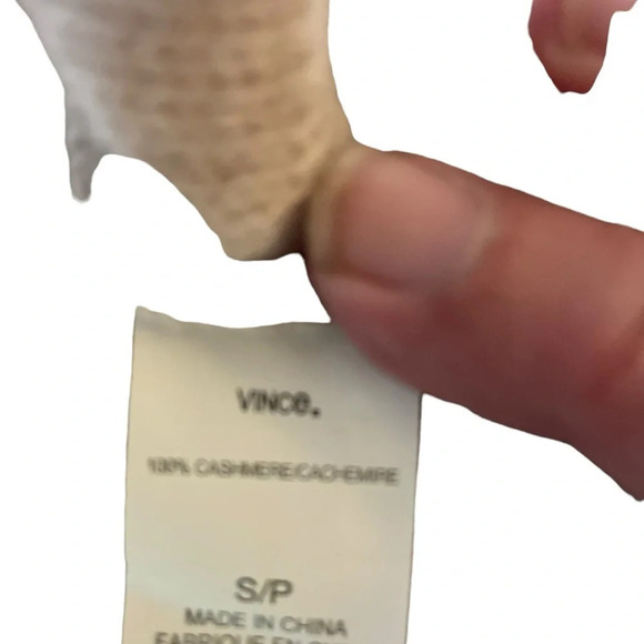 Vince 100% Cashmere Neutrals Colorblock Ombré Lightweight Sweater Blush Ivory S - Picture 5 of 11